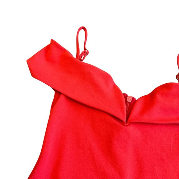 Noookie Bold Red Off-Shoulder Fitted Sheath Dress Spaghetti Strap Size Small - Picture 7 of 12